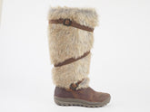 Womens Timberland MT Holly Faux Fur 1623R Brown Leather Zip Up Tall Snow Boots